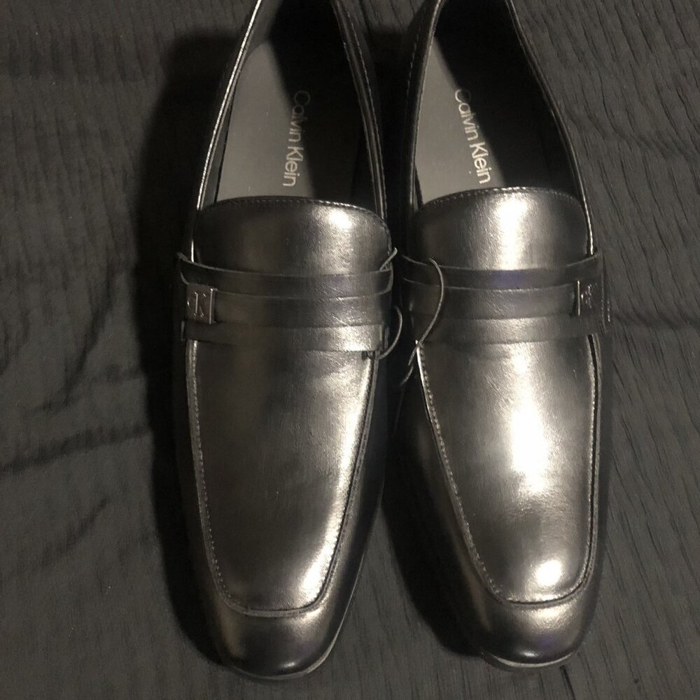 Calvin Klein Men's Dress Shoes, Size 9.5, CMJIMNON-R, Solid Black, Slip-On